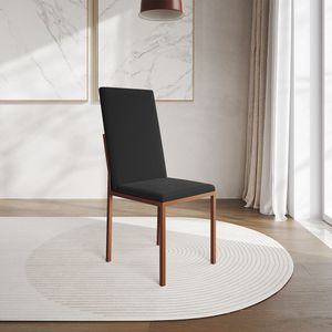 Cadeira De Jantar Estofada Mônaco Premium Cobre E Preta - Cor: Preto