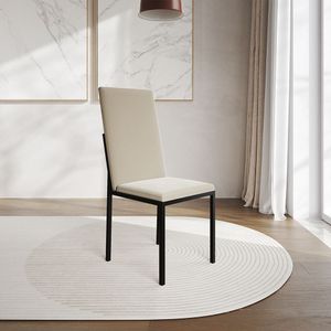 Cadeira De Jantar Estofada Mônaco Premium Bege - Cor: Preto