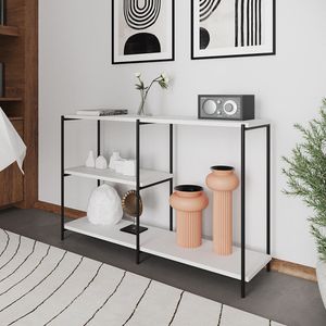 Aparador Industrial Artesania Preto E Branco 120cm - Cor: Preto