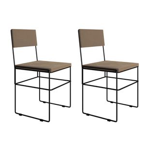 Kit 2 Cadeiras De Jantar Estofadas Veludo Bege Aço Preto Vitoria - Cor: Preto
