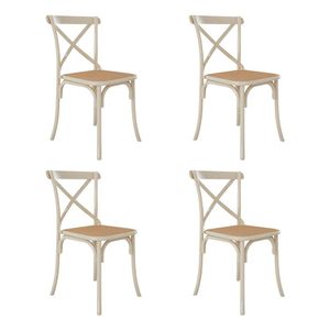 Kit 4 Cadeiras Cross Katrina X Off White Assento Bege Aço Asturias