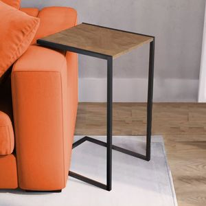Mesa Lateral Industrial Steel Preta E Imbuia - Cor: Preto