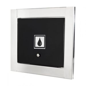 Visor De água Porta Em Preto Fosto Com Moldura Em Inox Polida Brilhante Espelhada