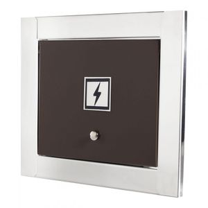 Visor De Luz Energia Marrom Com Moldura Em Inox Polida Brilhante Espelhada