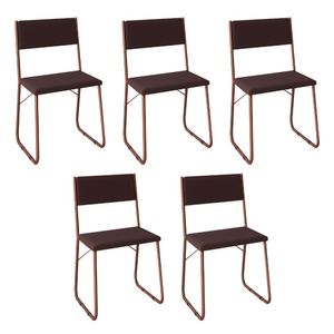 Kit 5 Cadeiras De Jantar Estofadas Angra - Cobre E Marrom - Cor: Marrom