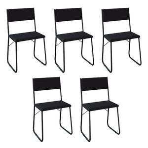 Kit 5 Cadeiras De Jantar Estofadas Angra - Preta - Cor: Preto