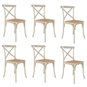 Kit 6 Cadeiras Cross Katrina X Off White Assento Bege Aço Asturias