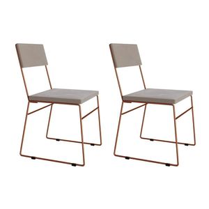 Kit 2 Cadeiras De Jantar Estofada Málaga Base Cobre Veludo Bege - Cor: Preto