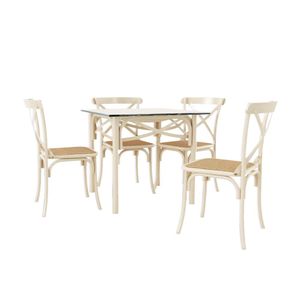 Conjunto Katrina Off White 4 Lugares Tampo De Madeira Quadrado 90 Cm Asturias