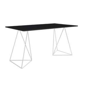 Escrivinha Mesa Bela Vista Branco E Tampo Preto - Cor: Preto