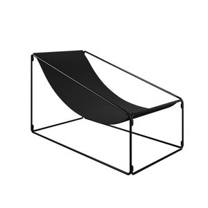 Espreguiçadeira Industrial Luxo Arpoador Tecido Suede Preto - Cor: Preto