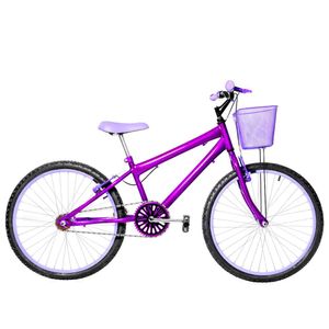 Bicicleta Feminina Aro 24 Alumínio Colorido Cor Violeta E Lilás