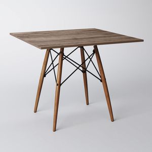 Mesa Dkr Eiffel Quadrado Tampo De Madeira 90cm Amêndoa - Cor: Marrom