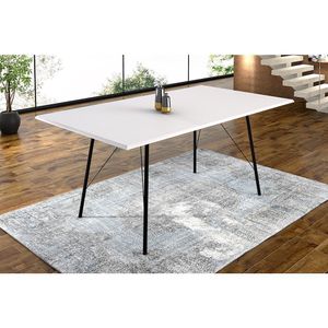 Mesa Sala De Jantar Paraty Preto 140x80cm Tampo Branco - Cor: Preto