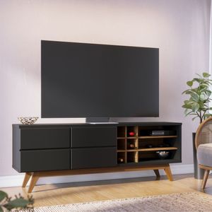 Rack Para Tv Ate 70 Polegadas Isabel Preto Fosco Noce Milano