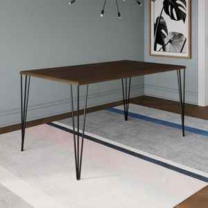 Mesa Elen Tampo Retangular 140 X 80 Cm De Madeira Amêndoa Asturias - Cor: Marrom