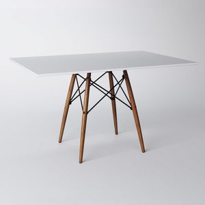 Mesa Eiffel Wood Tampo Retangular De Madeira 120 X 75 Cm Branco Asturias - Cor: Branco