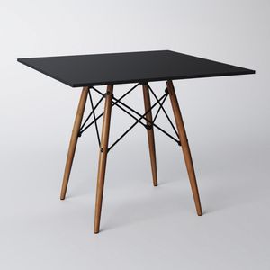 Mesa Eiffel Wood Tampo Quadrado De Madeira 90 Cm Preto Asturias - Cor: Preto