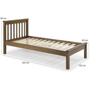 Cama Solteiro Inglesa Em Madeira Maciça Mv Outlet Castanho