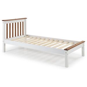 Cama Solteiro Inglesa Em Madeira Maciça Mv Outlet Branco E Mel