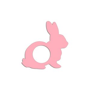 Porta Guardanapo Coelho Kit 4 Peças 8cmx8cm - Cria Arte Laser Rosa Claro