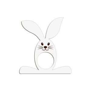 Porta Guardanapo Coelho Com Carinha 9cmx9,8cm Kit 4 Peças - Cria Arte Laser Branco