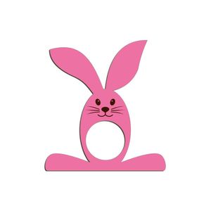 Porta Guardanapo Coelho Com Carinha 9cmx9,8cm Kit 4 Peças - Cria Arte Laser Rosa