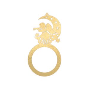 Porta Guardanapo Anjo De Natal Kit Com 4 Peças 4,5cmx8,5cm - Cria Arte Laser Dourado