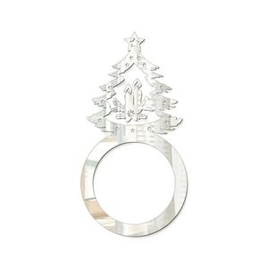 Porta Guardanapo árvore De Natal Espelhada Kit Com 4 Peças 4,5cmx8,5cm - Cria Arte Laser Prata