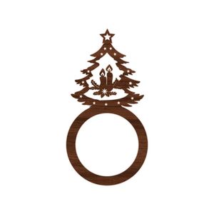 Porta Guardanapo árvore De Natal Kit Com 4 Peças 4,5cmx8,5cm - Cria Arte Laser Madeira Escuro
