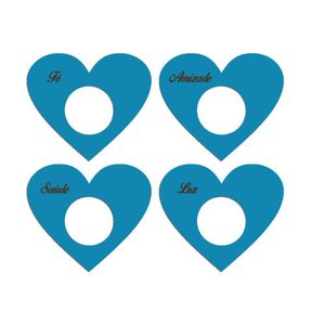 Porta Guardanapo Coração Desejos Kit 4 Peças 7,5cmx6,5cm - Cria Arte Laser Azul