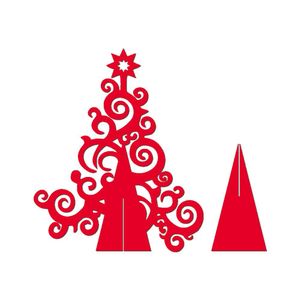 Árvore De Natal Com Arabescos 25cmx30cm - Cria Arte Laser Vermelho