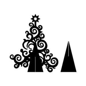 Árvore De Natal Com Arabesco 33cmx40cm - Cria Arte Laser Preto