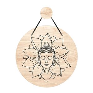 Flâmula Buda Com Flor 30cmx30cm - Cria Arte Laser Marrom