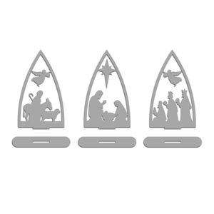 Trio Presépio Natal 9cmx15cm - Cria Arte Laser Cinza Claro