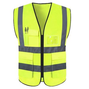 Colete Faixa Sinalizador Refletivo Segurança Trabalho Epi Blusao Fluorescente Obra Bolsos Ziper