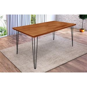 Mesa Jantar Industrial Madeira Maciça Lanna 1,60M - Imbuia - Cor: Marrom