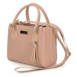 Bolsa Media Transversal Feminina Com Detalhe Chaveiro E Alça De Mão