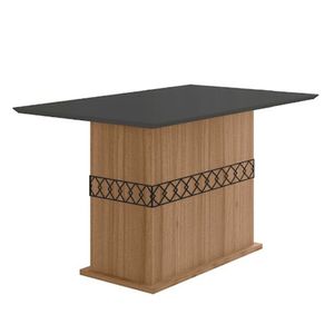 Mesa Para Sala De Jantar 136cm Retangular Tampo Chanfrado Agata Poliman Carvalho Com Grafite