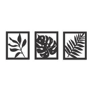 Kit De Quadros Folhas 24cmx28,5cm - Cria Arte Laser Preto