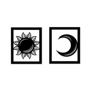 Kit Quadros Sol E Lua 24cmx28,5cm - Cria Arte Laser Preto