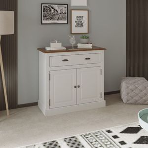 Balcão Buffet Aparador 2 Portas 1 Gaveta Branco Farm House