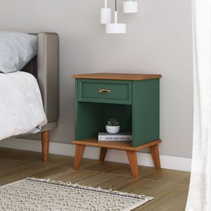 Mesa De Cabeceira 1 Gaveta 1 Nicho Madeira Veneza Verde