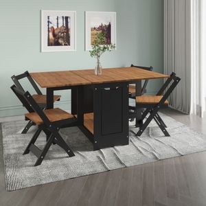 Conjunto Mesa Dobrável + 4 Cadeiras Butterfly Preto