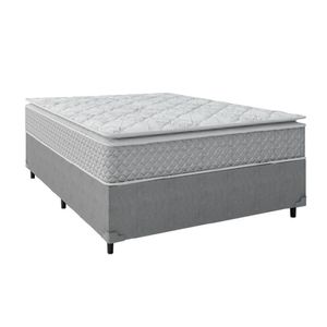 Cama Box Casal Colchão Molas Ensacadas Pillow Top Perfect 138X188X71Cm Cinza/Branco
