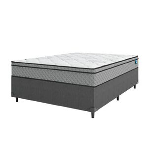 Cama Box Casal Colchão Molas Ensacadas Mirage 138X188X62Cm Cinza/Branco