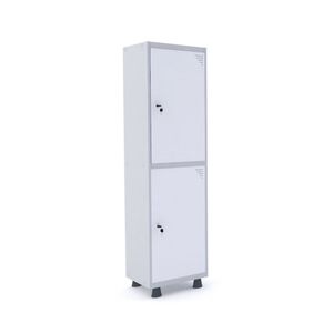 Roupeiro 2 Portas Aço Pandin Móveis Cinza/branco
