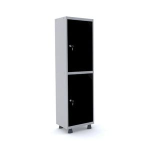 Roupeiro 2 Portas Aço Pandin Móveis Cinza/preto