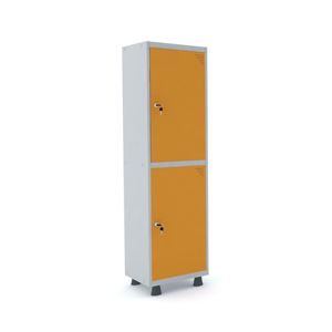 Roupeiro 2 Portas Aço Pandin Móveis Cinza/laranja Picasso
