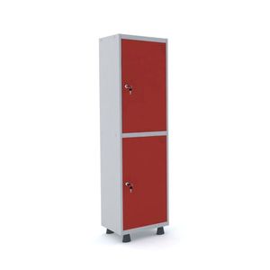 Roupeiro 2 Portas Aço Pandin Móveis Cinza/vermelho
